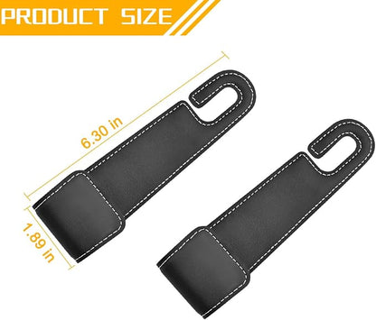 2PCS Car Seat Headrest Hook, Leather Vehicle Seatback Organizer Hanger for Hanging Purses Bags Coats, Auto Seat Back Storage Hook Accessories, Universal for SUV, Sedan, Truck (Black) - Image 2