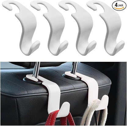 povtii 4PCS Car Seat Headrest Hook, Auto Back Seat Hanging Storage Organizer, Vehicle Seatback Hanger Holder for Purse Handbag Coat Umbrella, Universal Interior Car Accessories (White) by povtii
