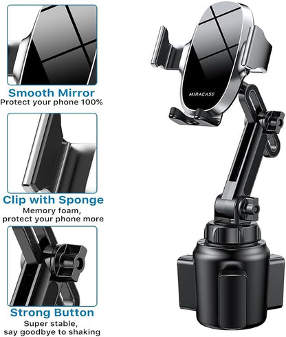 miracase Cup Phone Holder for Car, [Upgraded Version] Adjustable Long Neck Car Cup Holder Phone Mount Cradle Friendly Compatible with iPhone Samsung Google and All Smartphones, Silver - Image 5