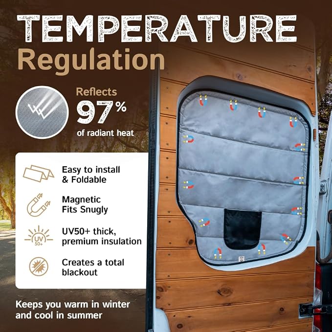 Living in a Bubble Insulated Blackout Rear Window Covers for Mercedes Benz Sprinter - Vanlife Must Have Accessories, Van Life Essentials (Pair) Gray - Rear Door 2007-2018 (NCV3) - Image 5