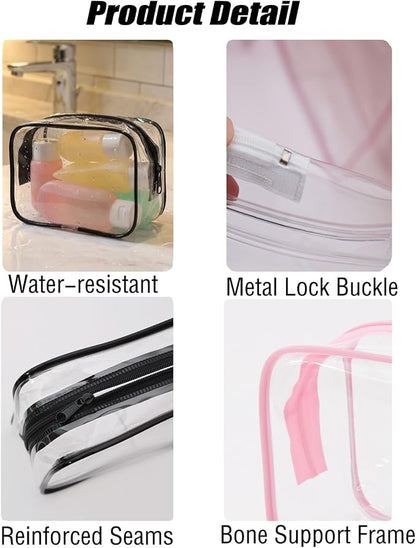 Buminee Clear Toiletry Bag, TSA Approved Travel Toiletry Bag, Water Repellent Carry-on Cosmetic Bag for Women & Men, Airline Compliant Shower Bag for Travel Accessories - 4 Pack White Single Zipper - Image 3
