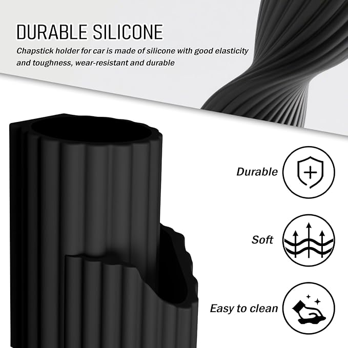 Upgraded 2-in-1 Car Chapstick Holder No Melt & Car Sunglasses Holder,Silicone Insulated Chapstick Holders for Cars as Chapsticks Organizer,Upright Portable Cars Lip Balm Holders - Image 3