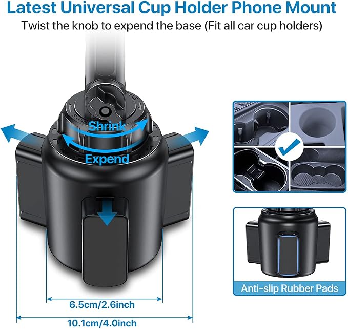 miracase Cup Phone Holder for Car, [Upgraded Version] Adjustable Long Neck Car Cup Holder Phone Mount Cradle Friendly Compatible with iPhone Samsung Google and All Smartphones, Red - Image 3