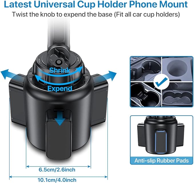 miracase Cup Phone Holder for Car, [Upgraded Version] Adjustable Long Neck Car Cup Holder Phone Mount Cradle Friendly Compatible with iPhone Samsung Google and All Smartphones, Green - Image 3