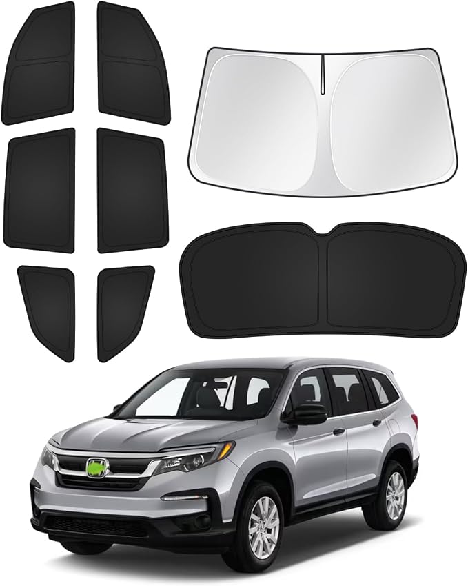 Canvcle Sunshades for Honda Pilot 2016-2022 Accessories Windshield Sun Shade Side Rear Window Shade Cover Sun Visor Shield Privacy Protection Keep Vehicle Cool Black 8PCS by Canvcle