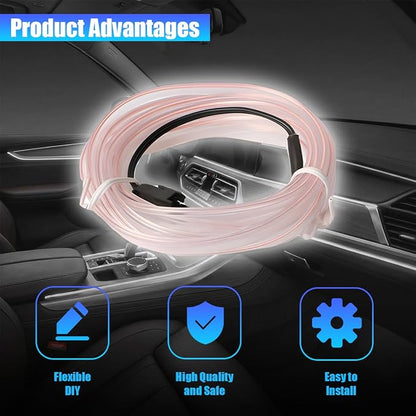 Car LED Strip Lights, 9.84FT 5V Waterproof Flexible Vehicle Ambient Lighting Kits with USB Port, Automotive Lamp Strips Decorations, Universal for SUV Automobile Truck (White - Image 3