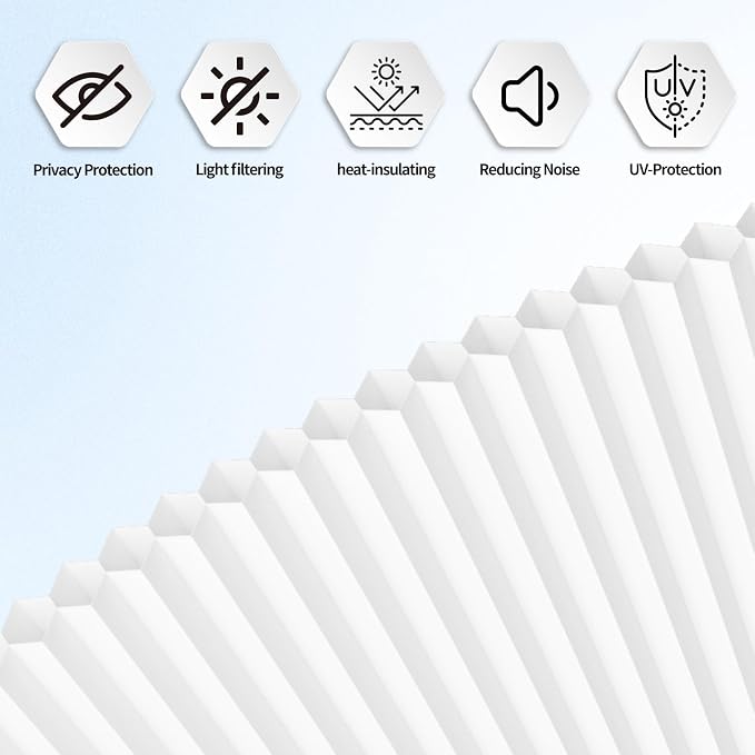 Myshade Arch Window Shades Half Circle Light Filtering Cellular Shades Cordless No Drill Blinds for Windows Half Moon Honeycomb Fabric No Tools Shades Easy Install (1PCS White 48" W X 96" H) - Image 6