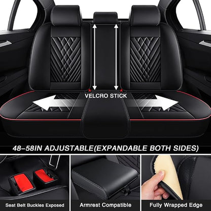 Fit for Toyota Highlander Seat Covers 2001-2026,Premium Leather, 360° Full Protection, Thick Padding & Memory Foam, Waterproof & Stain-Resistant Car Seat Cover Full Set (5 Seat,Black&Red) - Image 7