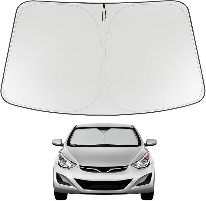 Proadsy Custom Fit Car Windshield Sun Shade for 2011-2016 Hyundai Elantra | 240T Heat Shield, Drops Temp 54°F, Blocks 99% UV, Prevents Dashboard Cracking, Summer Parking & Beach Trips, Easy Twist-Fold by Proadsy