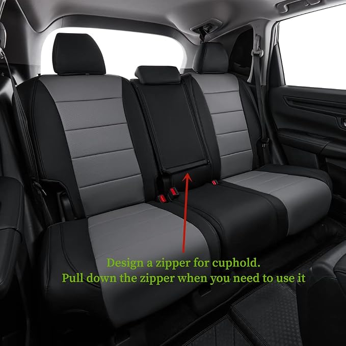 coverdream Custom Seat Covers for 2017-2022 Honda CR-V,Premium Faux Leather Car Seat Cover Set,Full Set Waterproof SUV Seat Protector,Armrest Covers Included (Black/Gray) - Image 4