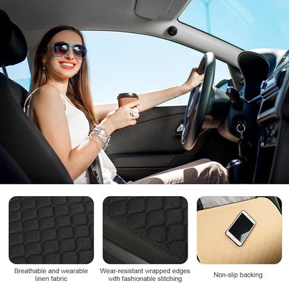 povtii Car Seat Bottom Cover Pad, Breathable Auto Front Seat Protector with Storage Pocket, Comfortable Seat Bottom Cushion Mat for Most Vehicle, Universal Interior Car Accessories (Black) - Image 3