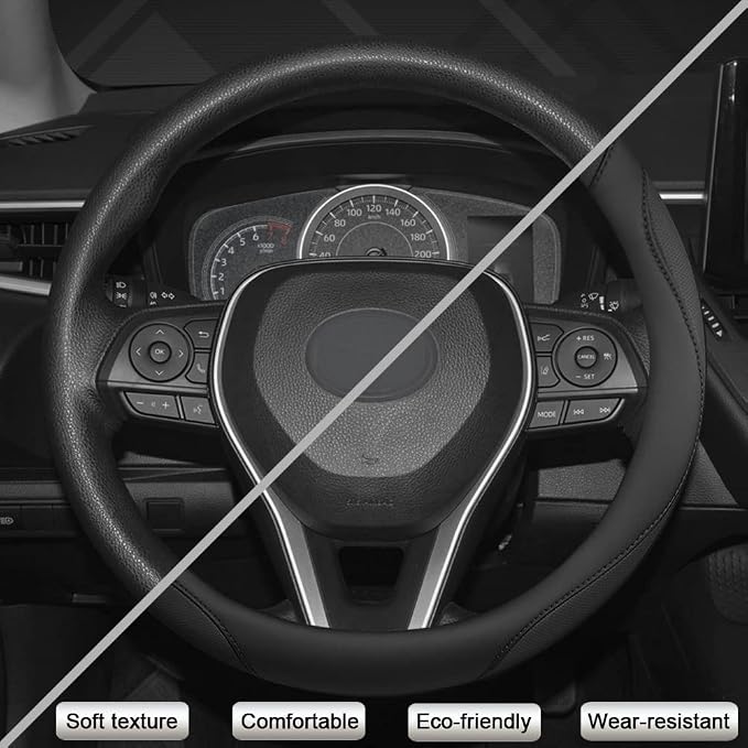 West Llama Customized Auto Car Steering Wheel Cover for Toyota Tacoma,4Runner,Tundra,Sequoia,15.5-16 inch (Black-Large Size) - Image 5