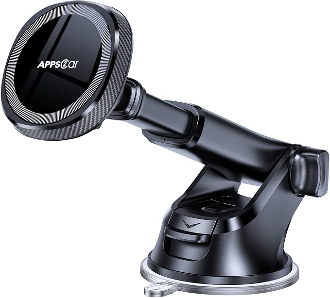 APPS2Car for MagSafe Car Phone Mount for iPhone, Magnetic Windshield Dashboard Holder with Telescopic Arm and Strong Suction Cup, Compatible with iPhone 17/16/15/14/13/12 MagSafe Cases by APPS2Car
