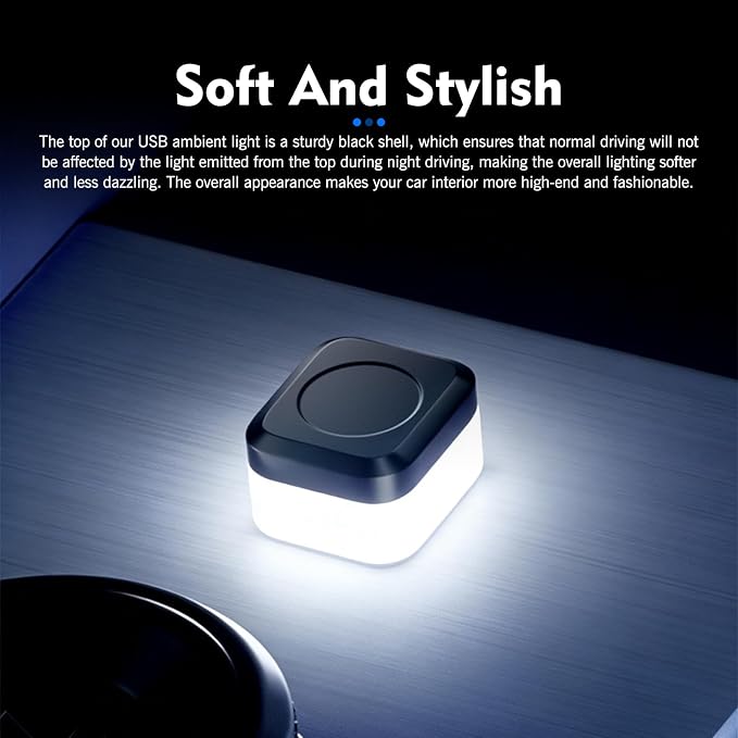 4PCS Car Interior USB LED Light, 4 Colors Mini Car Ambient Lighting, Portable Plug-in Square USB Lamp Bulb, Universal for Vehicle Bedroom Camping (White) - Image 3