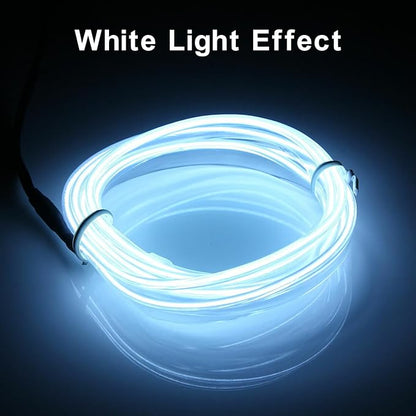 EL Wire Interior Car LED Lights, 16.5FT USB Ambient Lighting Strip, White | USB, Neon Glowing Strobing Electroluminescent Wire, 6mm Sewing Edge, Ambient Lighting Kit For Car Indoor Decoration - Image 2