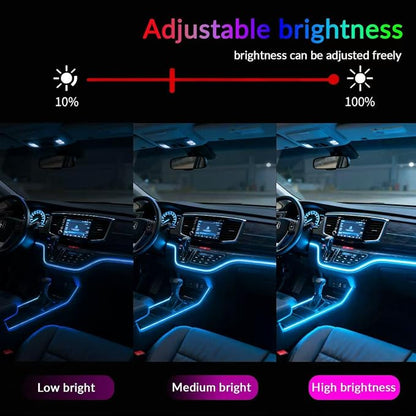 Interior Car Strip Lights Dreamcolor Acrylic Car Decorative Lights with Smart APP Control Multicolor Internal Lighting Kit Music&DIY Function Ambient Fiber Optic Strip LEDs (Muticolor 18 in 1) - Image 3