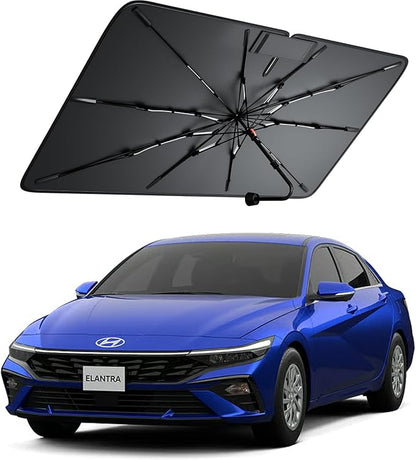 Windshield Sun Shade for Hyundai Elantra/Sonata 2000–2026, Foldable Umbrella Sunshade with 100% UV Block, Multi-Layer Heat Insulation, Reinforced 10-Rib Frame, Keeps Car Cooler by Amadaw
