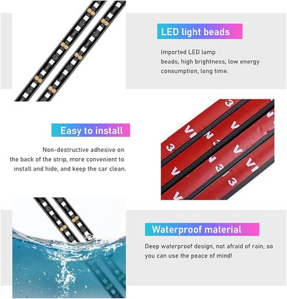 Ohleats Car LED Strip Light, 48 LED RGB Auto Interior Atmosphere Lights, Cigarette Lighter Under Dash Ambient Night Light, Interior Lamp Lighting Kit (Red, USB) - Image 3