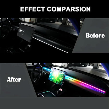 Interior Car Ambient Lighting Neon Kit for Center Console Dashboard Gap | 43.3 Inches, High Bright, RGB LED Ultrathin Acrylic Strip Lights, APP & Remote Control, USB interface, Music Sync, Universal - Image 6