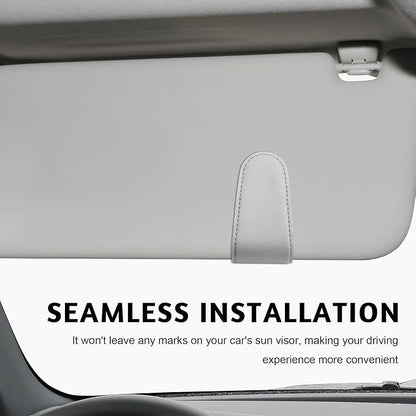 Magnetic Sunglass Holder for Car Visor, Leather Vehicle Sunglass Hanger Clamp Card Holder with Magnet, Universal Eyeglass Clamp Visor Ticket Organizer for Cars Trucks SUVs (Gray) - Image 6