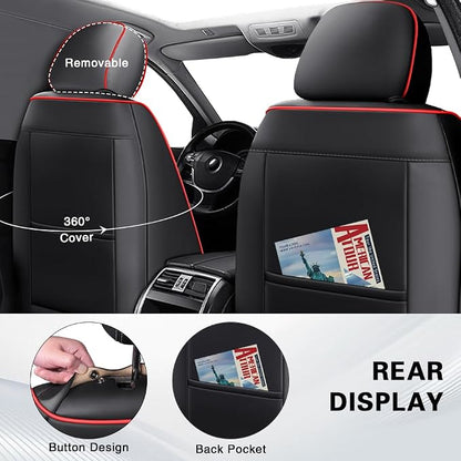 Fit for Toyota Corolla Cross Seat Covers 2022-2026,Premium Leather, 360° Full Protection, Thick Padding & Memory Foam, Waterproof & Stain-Resistant Car Seat Cover Front Set (2 Seat,Black&Red) - Image 3