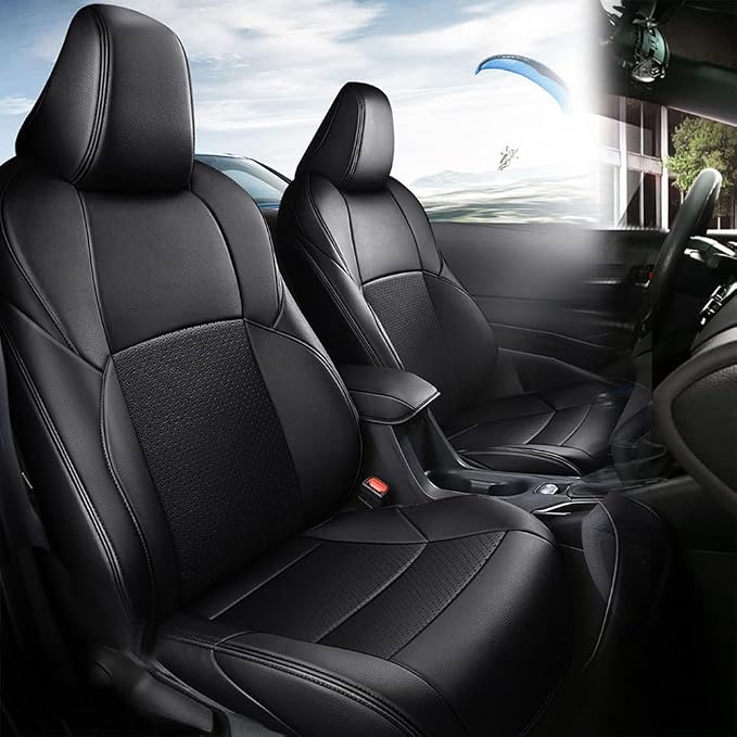 CocheFamilia Custom Fit RAV4 Car Seat Cover for Select Toyota RAV4 2021-2024 Prime SE,XSE & 2019 2020 2021 2022 2023 2024 2025 Hybrid/PHEV SE,XSE - Full Set,Leather (Black) by CocheFamilia