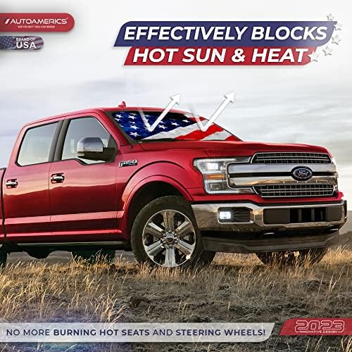 Autoamerics 1-Piece Windshield Sun Shade Grunge American Flag - 4 USA Design - Foldable Car Front Window Sunshade for Most Sedans SUV Truck - Blocks Max UV Rays and Keeps Your Vehicle Cool - Large - Image 3