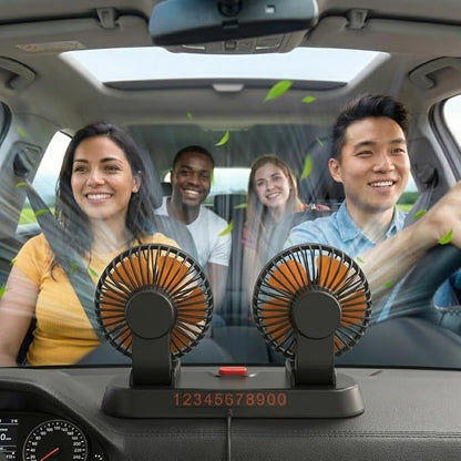 Dual Head 24V Car Cooling Fan, 360° Rotatable Dashboard Fan with 2 Speed Adjustable, Cigarette Lighter Plug Heavy Duty Truck Fan for Semi Truck, Bus, Tractor, Van, School Bus - Image 7