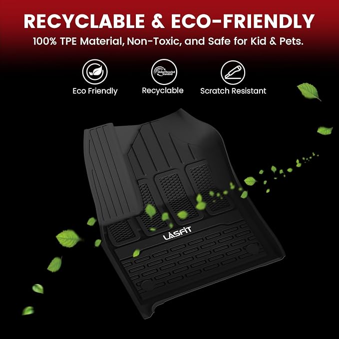 LASFIT Mats for Jeep Grand Wagoneer/Grand Wagoneer L 2022-2025 7 Seats | NOT Fit Wagoneer & 8-Seat, All Weather, TPE, Custom Fit, Car Mats, Floor Liners, 1st & 2nd & 3th Row, Black - Image 7