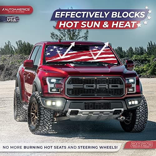Autoamerics 1-Piece Windshield Sun Shade USA Art Flag - 2 American Design - Foldable Car Front Window Sunshade for Most Sedans SUV Truck - Blocks Max UV Rays and Keeps Your Vehicle Cool - Large - Image 3
