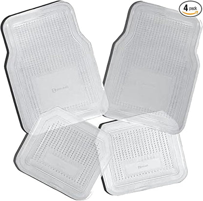 Zento Deals Car Floor Mat - Clear All Weather Floor Mat - Heavy Duty Weather Protection Mats – Universal Fit 4pc Front and Rear – Non Slip Car Van SUV Protection Liner by ZentoDeals