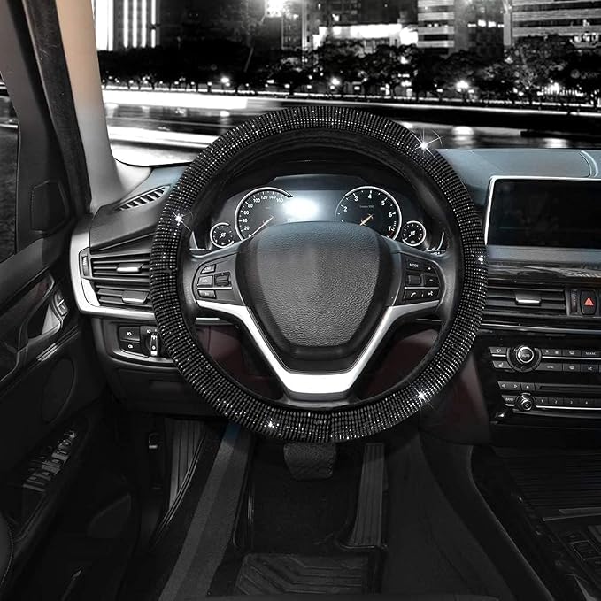 Steering Wheel Cover for Women 15 1/2 inches-16 inches Bling Bling Crystal - Image 3