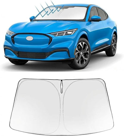 Proadsy Custom Fit 2021-2026 Ford Mustang Mach-E Car Windshield Sun Shade | 240T Heat Shield, Drops Temp 54°F, Blocks 99% UV, Prevents Dashboard Cracking, Summer Parking & Beach Trips, Easy Twist-Fold by Proadsy