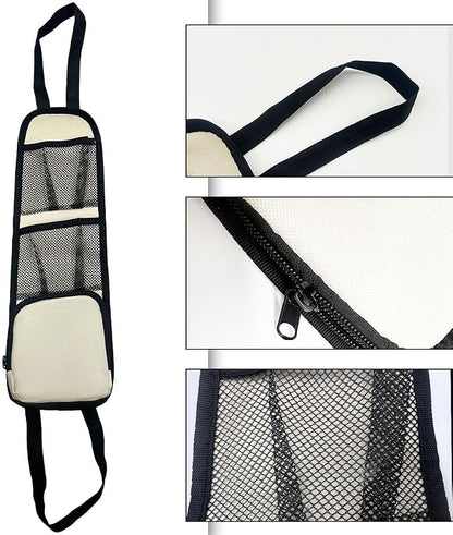 Car Seat Side Storage Pocket, Car Seat Organizer Hanging Bag (1, Beige) - Image 4