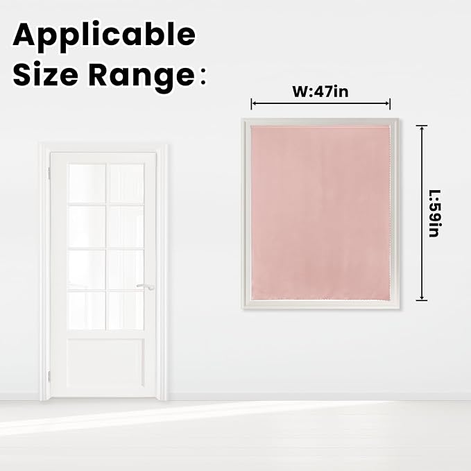 Self Adhesive Blackout Curtains- Stick on Curtains Shades Window Blinds Curtains No Rod Needed Easy to Hang Curtain, Use for Bedroom, Living Room,Roman Shades, 47" W X 59" L, Pink, 1 Panel - Image 7