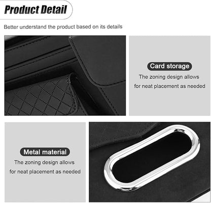 ZIMISI Leather Car Visor Organizer, Sun Visor Storage Bag, Car Tissue Holder, Multi-Pocket Document Holder, Vehicle Travel Accessories for Pen, License, Cards, Sunglasses, Tissues (Black) - Image 3