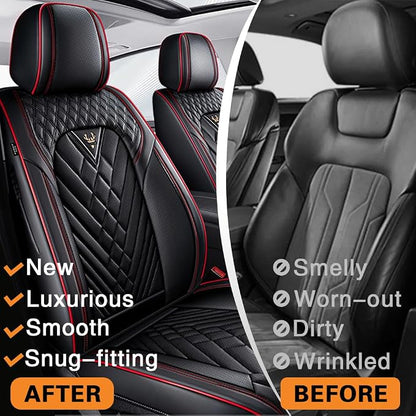 Fit for Toyota Venza Seat Covers 2009-2026,Premium Leather, 360° Full Protection, Thick Padding & Memory Foam, Waterproof & Stain-Resistant Car Seat Cover Full Set (5 Seat,Black&Red) - Image 5
