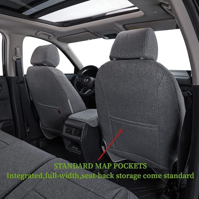 coverdream CRV Seat Covers Custom Fit for 2017-2021 2022 Honda CRV LX,EX,SE,EX-L,Touring,Hybrid,Fully Covered,Airbag Compatible UV Resistant Polyester Car Seat Protector(Full Set,Gray) - Image 4
