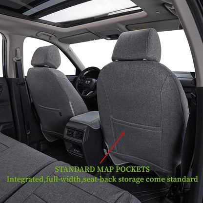 coverdream CRV Seat Covers Custom Fit for 2017-2021 2022 Honda CRV LX,EX,SE,EX-L,Touring,Hybrid,Fully Covered,Airbag Compatible UV Resistant Polyester Car Seat Protector(Full Set,Gray) - Image 4