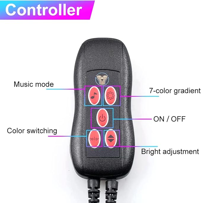 Interior Car Ambient Lighting Neon Kit for Center Console Dashboard Gap | 1 To 2, with 16.4ft Ultrathin Fiber Optic, High Bright, Multicolor, USB interface, Music Sync, Multiple Modes, Universal - Image 6
