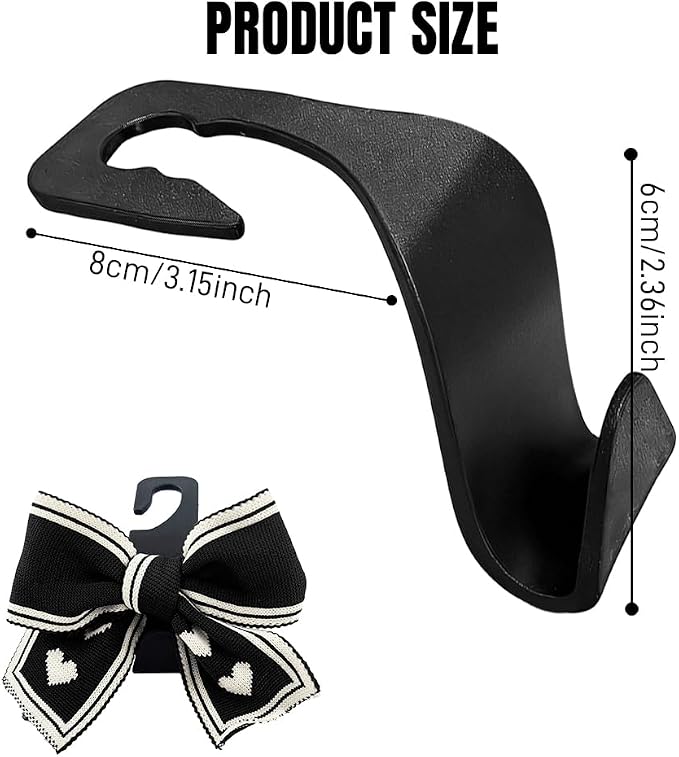 2PCS Car Seat Headrest Hooks, Car Purse Hook, Cute Bow Knot Vehicle Seatback Hanging Storage Organizer, Auto Seatback Decor Organizer Hanger for SUV Truck (Black/White) - Image 2