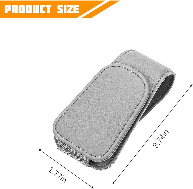 Sunglasses Holder for Car Visor, Microfiber Leather Magnetic Sun Visor Eyeglasses Hanger & Ticket Card Clip, Multi-Function Automotive Interior Glasses Mount, Universal Fit (Light Gray) - Image 2