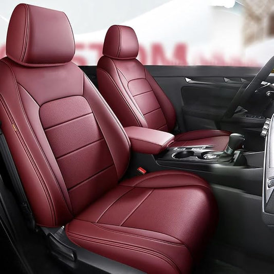 CocheFamilia CRV Seat Covers Custom Fit for Honda CRV 2023 2024 2025 2026 Leather Car Seat Cover Full Set for Trucks SUV,Waterproof Car Seat Cushion,Faux Leather (Burgundy) by CocheFamilia