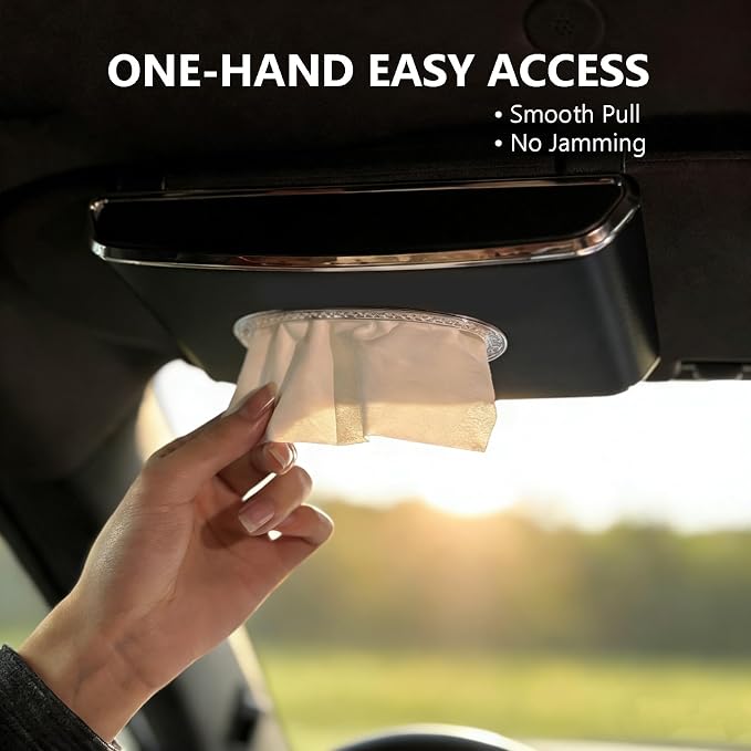 Faux Leather Car Tissue Box for Car Interior, Multi-Function Tissue Holder with Visor Clip, Armrest & Back Seat Napkin Organizer, Vehicle Tissue Dispenser Accessories (Black Hanging) - Image 7