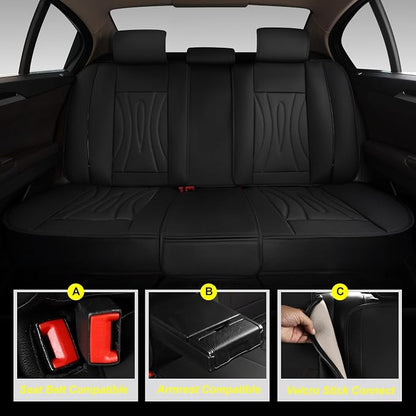 Car Seat Covers for Mazda 6 2010-2021 Full Set Faux Leather | Waterproof Breathable Scratch Resistant 360° Wrap Airbag Compatible Easy Clean（5 Seats,Black) - Image 2