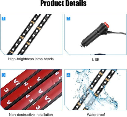 Car LED Strip Light, 12V 24 LED Vehicle Under Dash Neon Ambient Night Decor Lamp with Cigarette Lighter Plug, Auto Interior Lighting Accessories, Universal for SUV Truck Sedan (Pink Purple) - Image 4