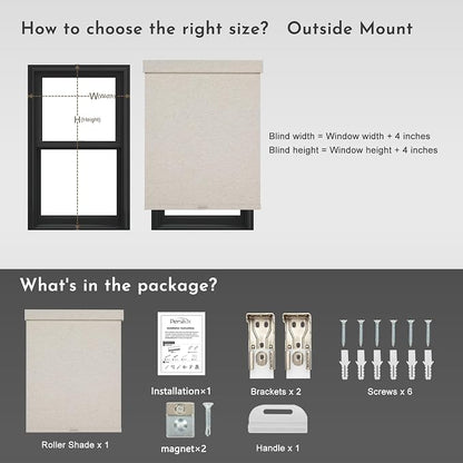 Persilux Blackout Roller Shades for Window Blinds,Cordless,Linen Fabric,Thermal Insulated Fabric UV Protection Shades for Home,Office,Bedroom,Door,Blackout-Cream,35 1/2" W X 64" H - Image 7