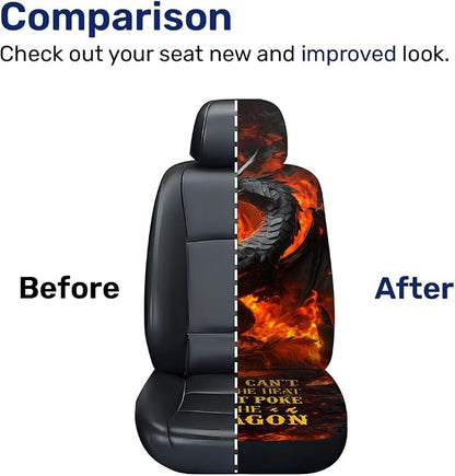 GENANY Mythic Dragon Car Seat Covers, 2-Piece Front Seat Set | 2-piece polyester front seat cover set, each 49.5 x 19.6 inches, with adjustable straps and hooks - Image 3