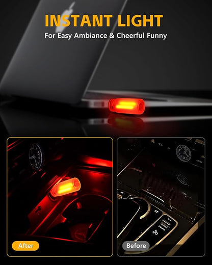 2PCS USB Car Lights, Touch Adjustment Lights, Plug in USB Vehicle Interior Ambient Light, Mini LED Retro Bulb Frosted Glass Night Light for Car, Camping, Holiday Decoration, Party, Bedroom (Red) - Image 2