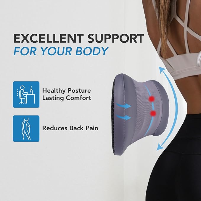 Lofty Aim Lumbar Support Pillow for Car, Car Seat Back Support for Driving | Memory Foam Car Lumbar Support for Driving Seat, Car Back Cushion, Adjustable Straps, Lower Back Pillow, Dark Grey - Image 5